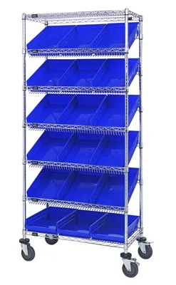 Quantum MWRS-7-110BL Mobile Bin Systems Unit, 36"L x 18"W x 80"H, 1200 lb capacity, Chrome