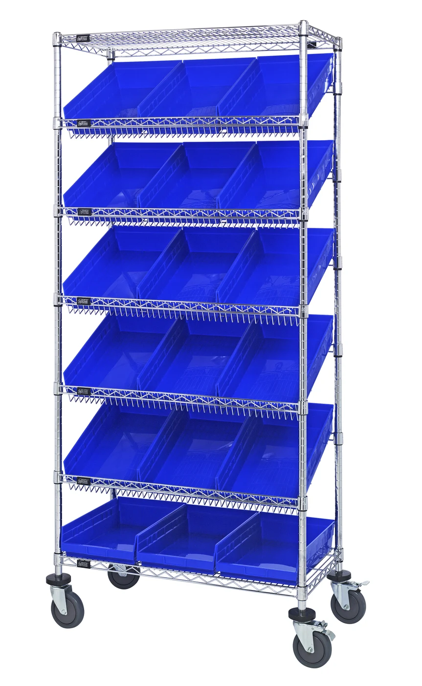 Quantum MWRS-7-110BL Mobile Bin Systems Unit, 36"L x 18"W x 80"H, 1200 lb capacity, Chrome