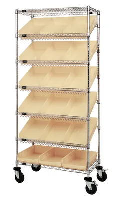 Quantum MWRS-7-110IV Mobile Bin Systems Unit, 36"L x 18"W x 80"H, 400 lb capacity, Chrome