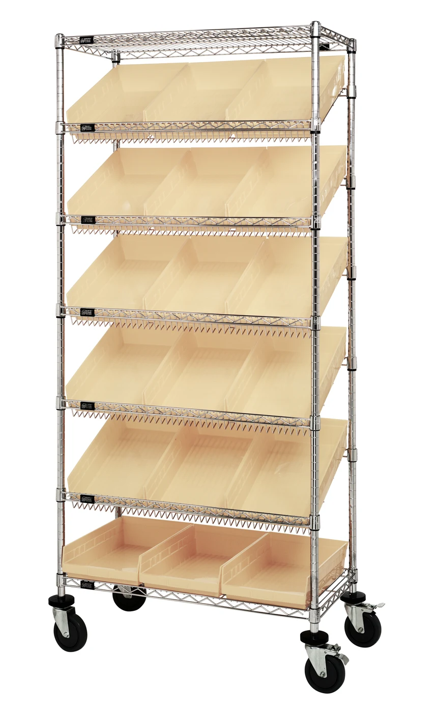 Quantum MWRS-7-110IV Mobile Bin Systems Unit, 36"L x 18"W x 80"H, 400 lb capacity, Chrome