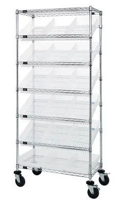 Quantum MWRS-7-110CL Mobile Bin Systems Unit, 36"W x 18"D x 80"H, 400 lb capacity, Chrome