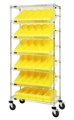 Quantum MWRS-7-602YL Mobile Bin Systems Unit, 36"L x 18"W x 80"H, 400 lb capacity, Chrome