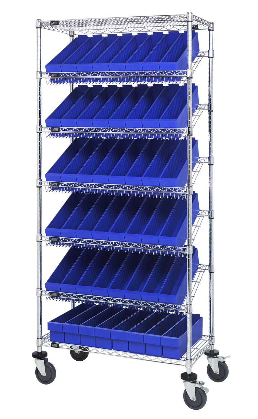 Quantum MWRS-7-604BL Mobile Bin Systems Unit, 36"L x 18"W x 80"H, 1200 lb capacity, Chrome