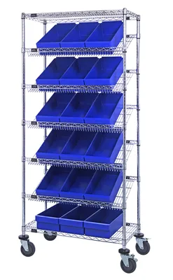 Quantum MWRS-7-606BL Mobile Bin Systems Unit, 36"L x 18"W x 80"H, 1200 lb capacity, Chrome