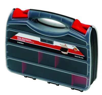 Quantum ORG80322 Double-Sided Organizer, 12-1/4"L x 10-1/4"W x 3"H, Black/Red/Clear, Pack of 5