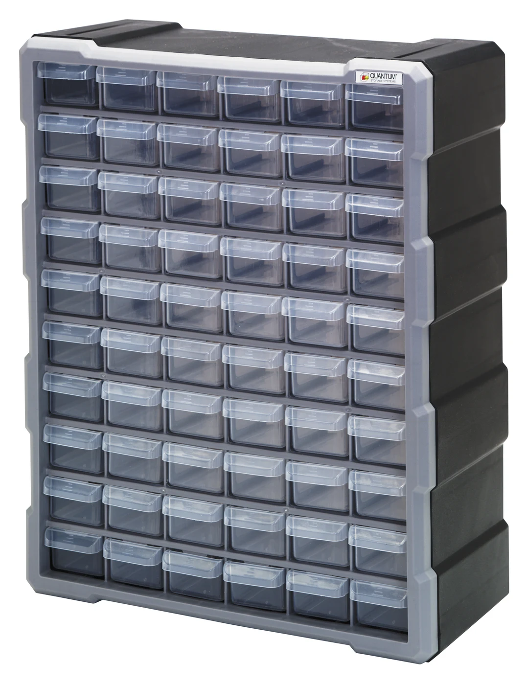 Quantum PDC-60BK Plastic Drawer Cabinet, 6-1/4"L x 15"W x 18-3/4"H, Black/Gray