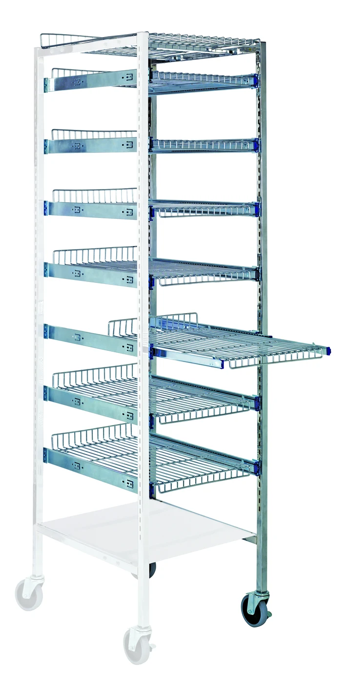 Quantum PS-A2475-7SC Partition Store Pull Out Basket Cart Add-On Unit with Wire Shelves, 800 lb capacity, Chrome