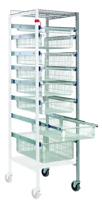 Quantum PS-A2475-8WB Partition Store Pull Out Basket Cart Add-On Unit with Wire Baskets, 800 lb capacity, Chrome