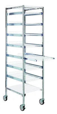 Quantum PS-S2475-7SWT Partition Store Starter Unit with Wire Shelves, 19-1/2"L x 24"D x 75"H, 800 lb capacity, Chrome