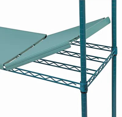 Quantum WR63-1424WPMS Stationary Wire Plastic Mat Solid Shelving Unit, 24"W x 14"D x 63"H, 600-800 lb capacity
