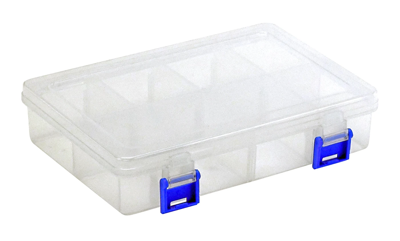 Quantum QB400 Compartment Storage Box, 7-3/4"L x 5-1/2"W x 1-3/4"H, Clear, Pack of 12