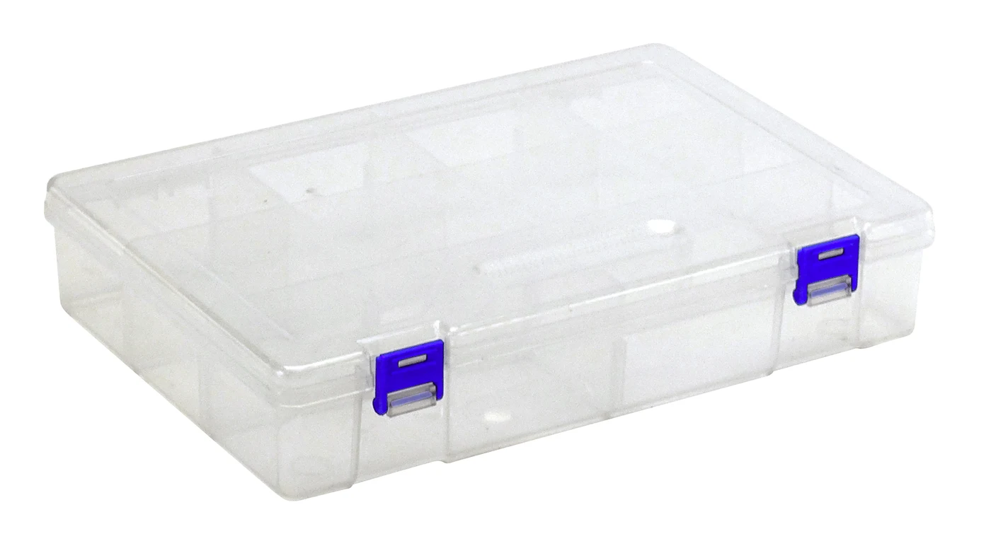 Quantum QB800 Compartment Storage Box, 11-3/4"L x 7-3/4"W x 2-1/5"H, Clear, Pack of 6