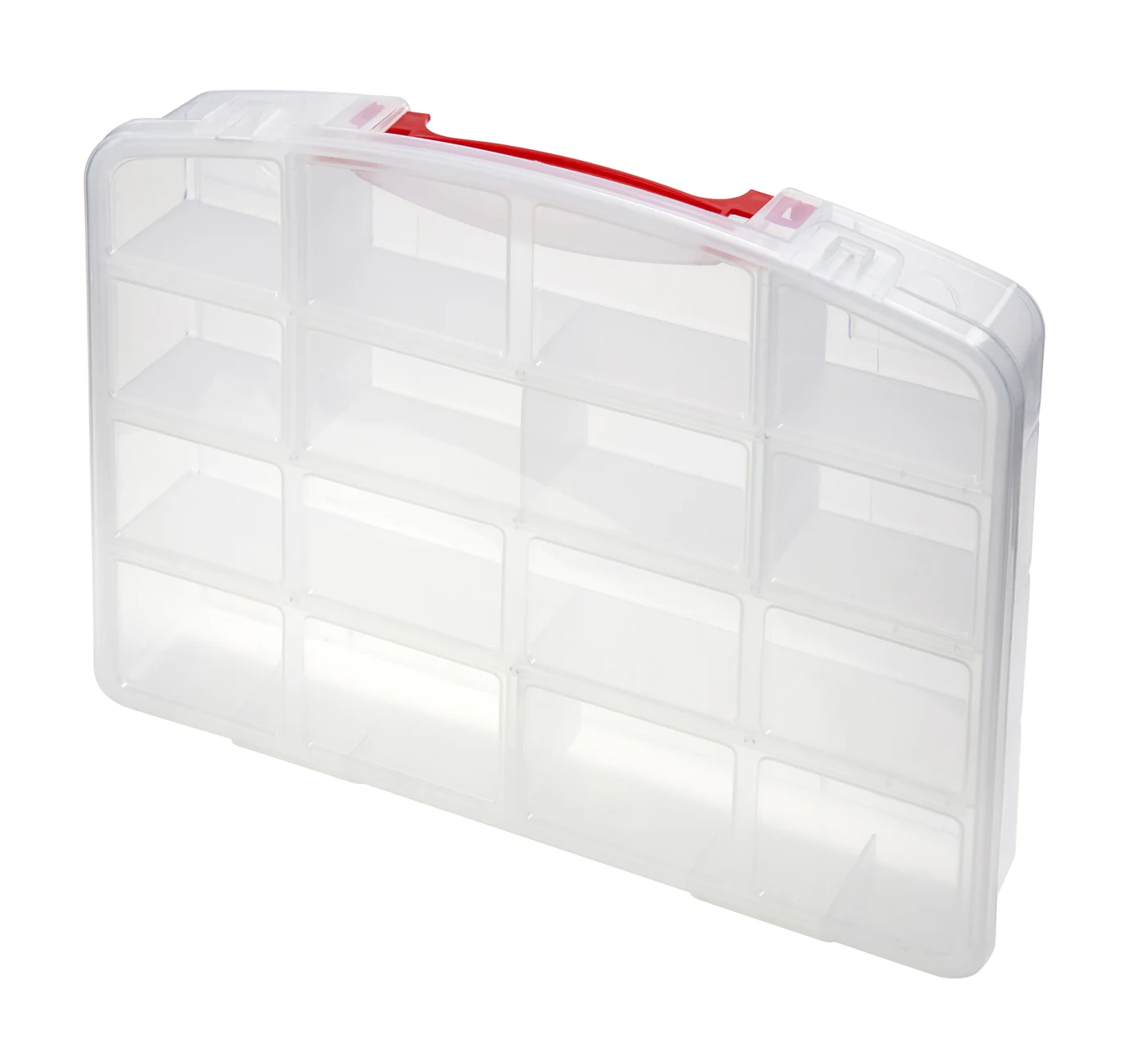 Quantum QB900CS Compartment Storage Box, 10-1/4"L x 13"W x 2-3/8"H, Clear, Case of 12