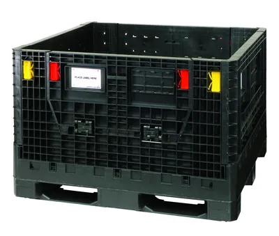Quantum QBB-4845-34 Collapsible Bulk Box, 48"L x 45"W x 33.9"H, 1, 800 lb capacity, Black