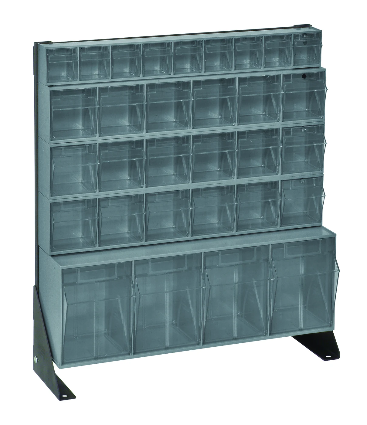 Quantum QFS-124-31GY Single-Sided Tip Out Bin Floor Stand Unit, 10"D x 23-5/8"W x 28"H, 300 lb capacity, Black