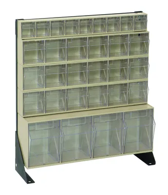 Quantum QFS-124-31IV Single-Sided Tip Out Bin Floor Stand Unit, 10"D x 23-5/8"W x 28"H, 300 lb capacity, Black