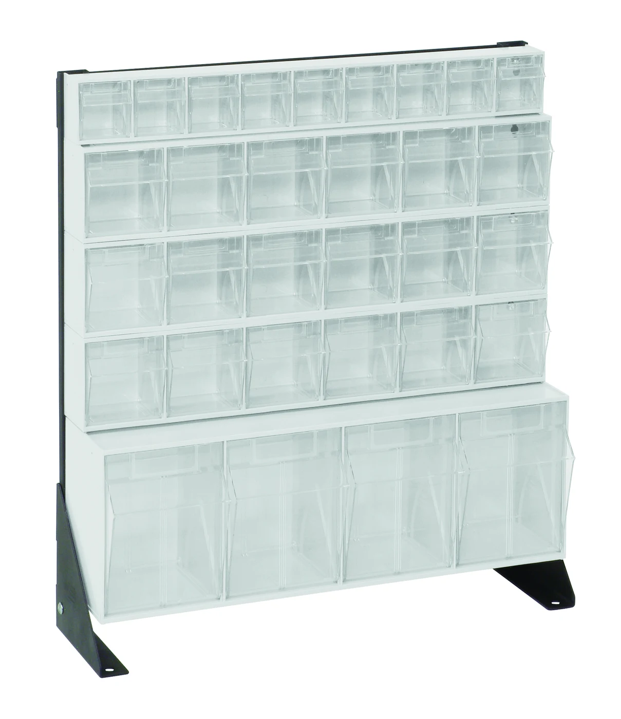Quantum QFS124-31WT Single-Sided Tip Out Bin Floor Stand Unit, 10"D x 23-5/8"W x 28"H, 300 lb capacity, Black