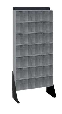 Quantum QFS148-305GY Single-Sided Tip Out Bin Floor Stand, 10"D x 23-5/8"W x 52"H, 300 lb capacity, Black