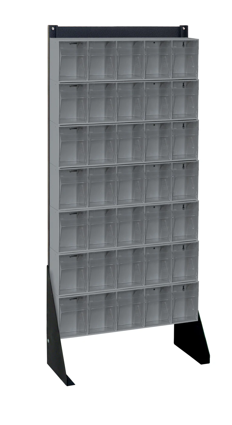 Quantum QFS148-305GY Single-Sided Tip Out Bin Floor Stand, 10"D x 23-5/8"W x 52"H, 300 lb capacity, Black