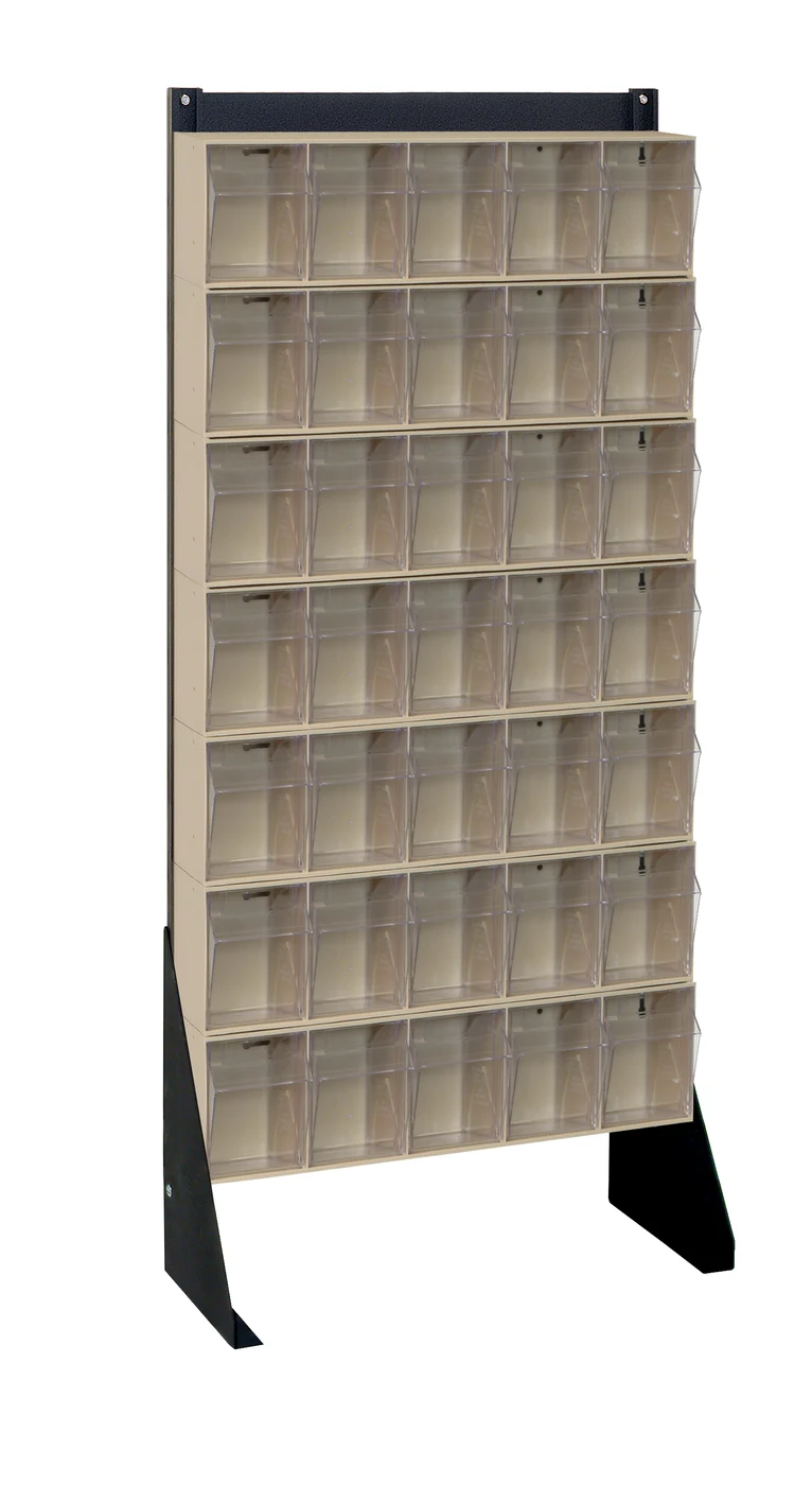 Quantum QFS148-305IV Single-Sided Tip Out Bin Floor Stand, 10"D x 23-5/8"W x 52"H, 300 lb capacity, Black