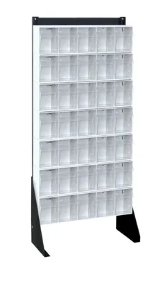 Quantum QFS148-305WT Single-Sided Tip Out Bin Floor Stand, 10"D x 23-5/8"W x 52"H, 300 lb capacity, Black