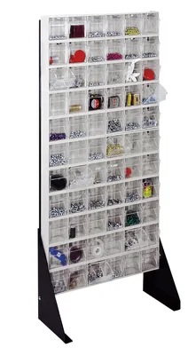 Quantum QFS148-306WT Single-Sided Tip Out Bin Floor Stand, 10"D x 23-5/8"W x 52"H, 300 lb capacity, Black