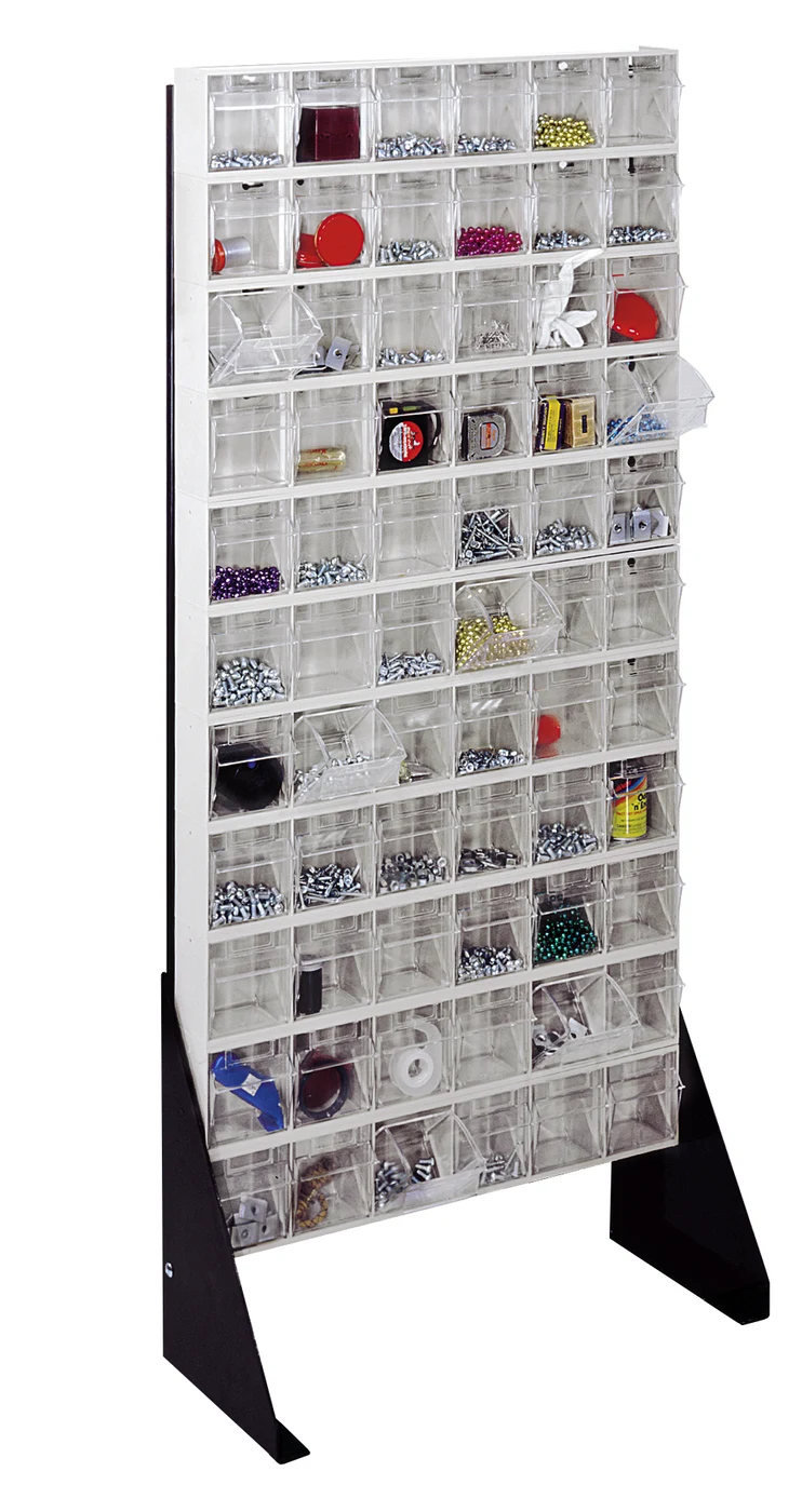 Quantum QFS148-306WT Single-Sided Tip Out Bin Floor Stand, 10"D x 23-5/8"W x 52"H, 300 lb capacity, Black