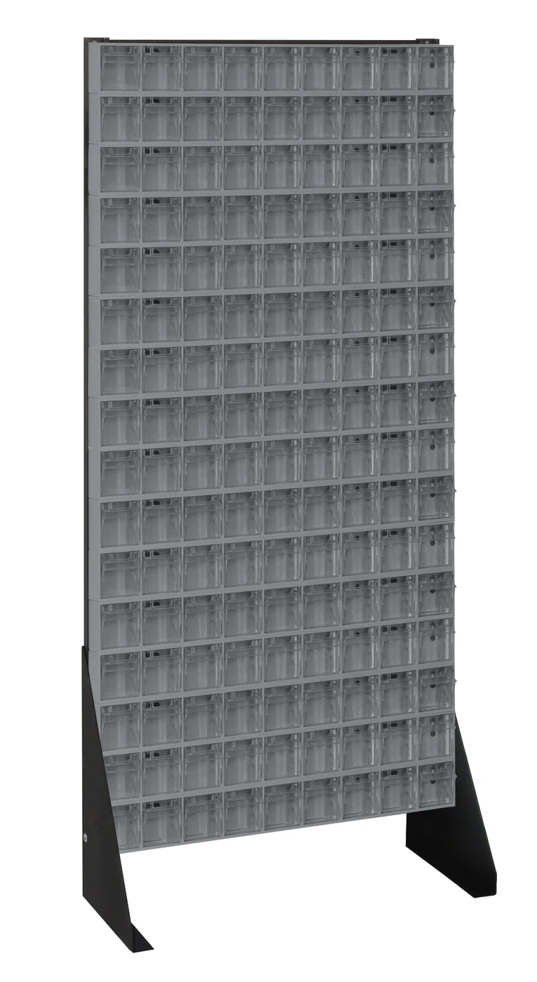 Quantum QFS148-309GY Single-Sided Tip Out Bin Floor Stand, 10"D x 23-5/8"W x 52"H, 300 lb capacity, Black