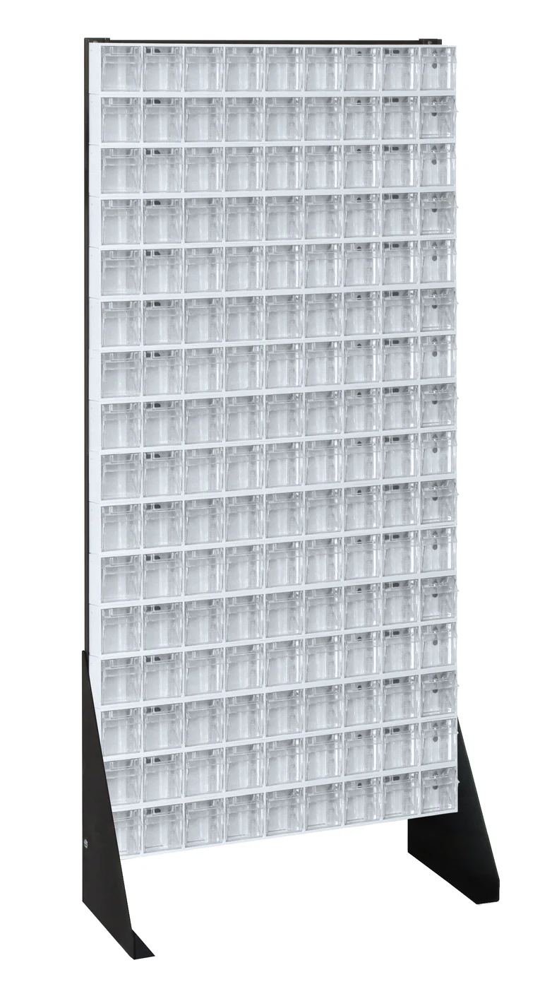 Quantum QFS148-309WT Single-Sided Tip Out Bin Floor Stand, 10"D x 23-5/8"W x 52"H, 300 lb capacity, Black