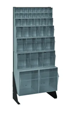 Quantum QFS148-35GY Single-Sided Tip Out Bin Floor Stand, 10"D x 23-5/8"W x 52"H, 300 lb capacity, Black