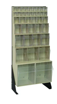 Quantum QFS148-35IV Single-Sided Tip Out Bin Floor Stand, 10"D x 23-5/8"W x 52"H, 300 lb capacity, Black