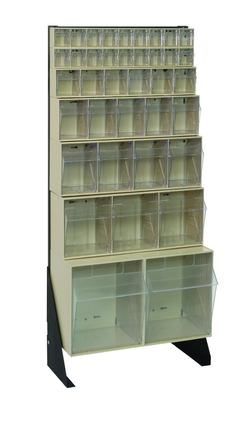 Quantum QFS148-35IV Single-Sided Tip Out Bin Floor Stand, 10"D x 23-5/8"W x 52"H, 300 lb capacity, Black