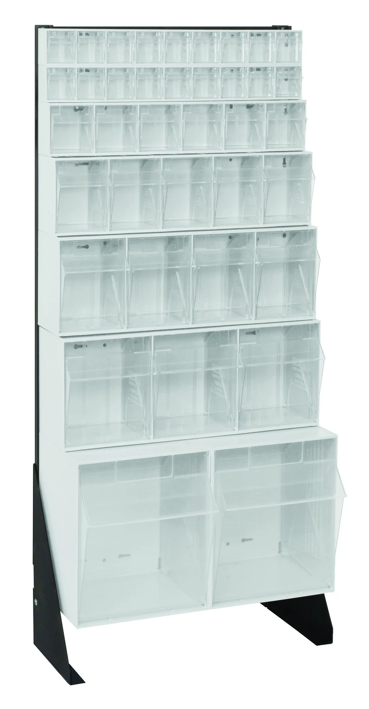 Quantum QFS-148-38WT Single-Sided Tip Out Bin Floor Stand, 10"D x 23-5/8"W x 52"H, 300 lb capacity, Black
