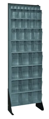 Quantum QFS-170-36GY Single-Sided Tip Out Bin Floor Stand, 10"D x 23-5/8"W x 75"H, 300 lb capacity, Black