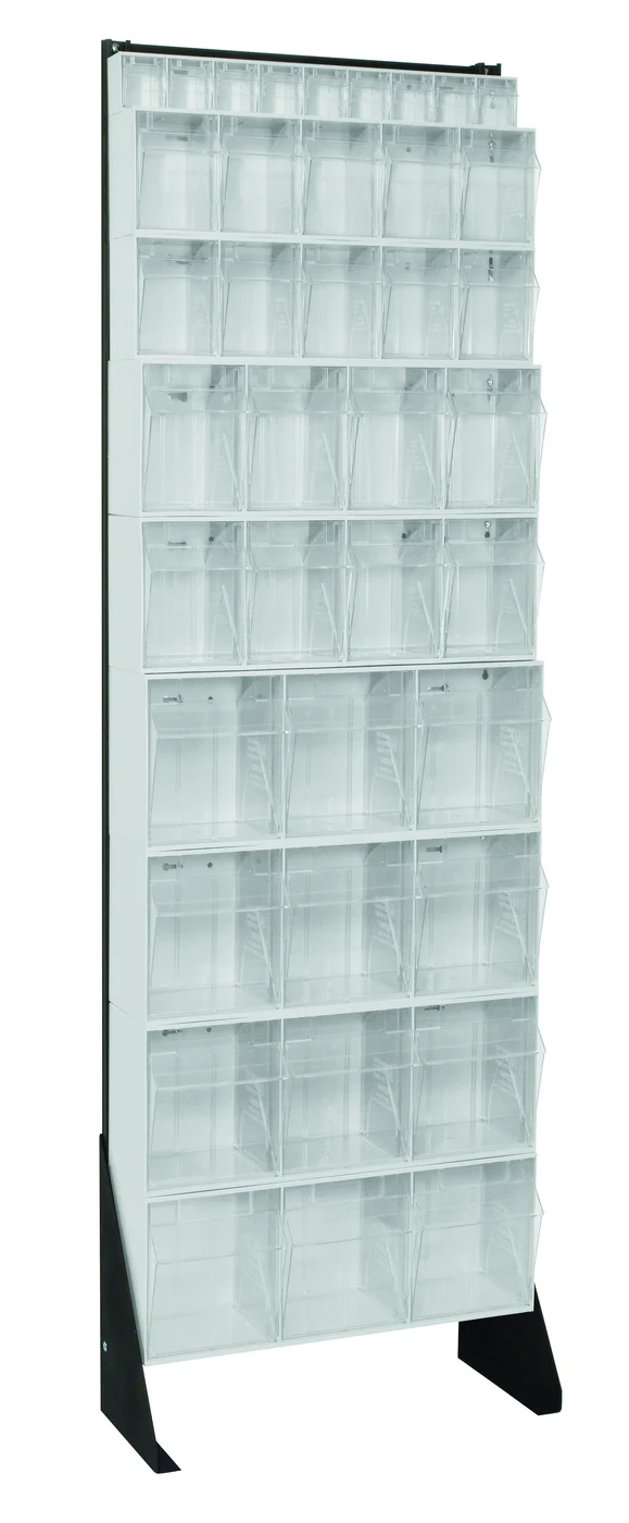 Quantum QFS-170-36WT Single-Sided Tip Out Bin Floor Stand, 10"D x 23-5/8"W x 75"H, 300 lb capacity, Black