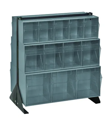 Quantum QFS224-24GY Double-Sided Tip Out Bin Floor Stand, 20-1/4"D x 23-5/8"W x 28"H, 600 lb capacity, Black