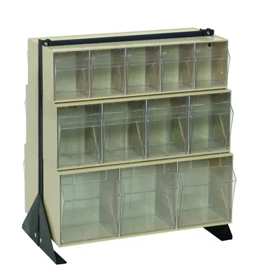 Quantum QFS-224-62IV Double-Sided Tip Out Bin Floor Stand, 20-1/4"D x 23-5/8"W x 28"H, 600 lb capacity, Black