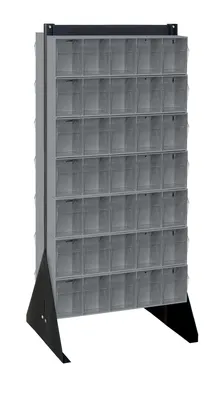 Quantum QFS248-305GY Double-Sided Tip Out Bin Floor Stand, 20-1/4"D x 23-5/8"W x 52"H, 600 lb capacity, Black