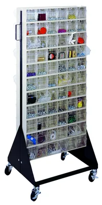 Quantum QFSM248-306WT Mobile Tip Out Bin Floor Stand, 20-1/4"D x 23-5/8"W x 52"H, 500 lb capacity, Black