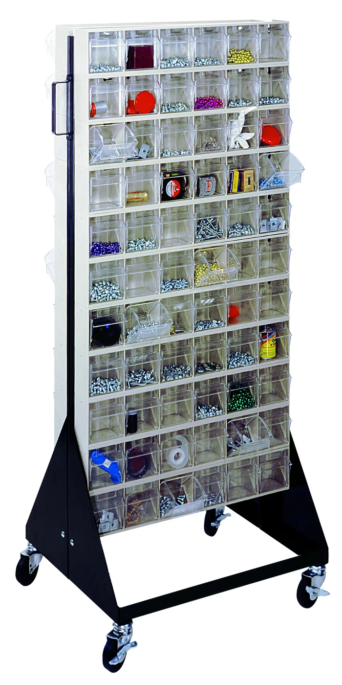 Quantum QFSM248-306WT Mobile Tip Out Bin Floor Stand, 20-1/4"D x 23-5/8"W x 52"H, 500 lb capacity, Black