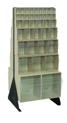 Quantum QFS248-76IV Double-Sided Tip Out Bin Floor Stand, 20-1/4"D x 23-5/8"W x 52"H, 600 lb capacity, Black