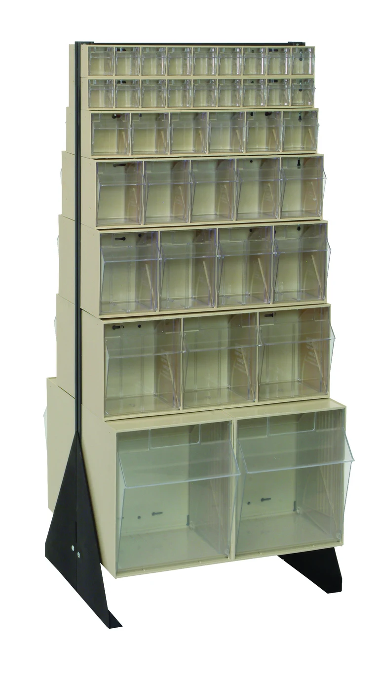Quantum QFS248-76IV Double-Sided Tip Out Bin Floor Stand, 20-1/4"D x 23-5/8"W x 52"H, 600 lb capacity, Black