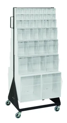 Quantum QFS248-305+QFS400WT Mobile Tip Out Bin Floor Stand, 20-1/4"D x 23-5/8"W x 52"H, 500 lb capacity, Black