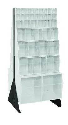 Quantum QFS248-76WT Double-Sided Tip Out Bin Floor Stand, 20-1/4"D x 23-5/8"W x 52"H, 600 lb capacity, Black