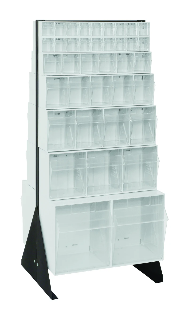 Quantum QFS248-76WT Double-Sided Tip Out Bin Floor Stand, 20-1/4"D x 23-5/8"W x 52"H, 600 lb capacity, Black
