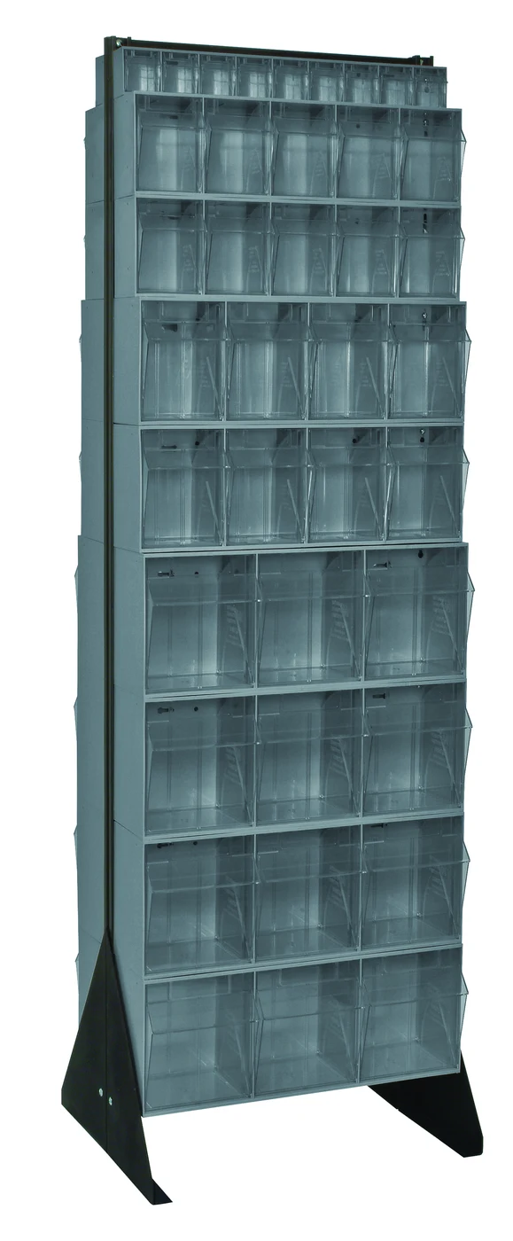Quantum QFS-370-72GY Double-Sided Tip Out Bin Floor Stand, 500 lb capacity, Black