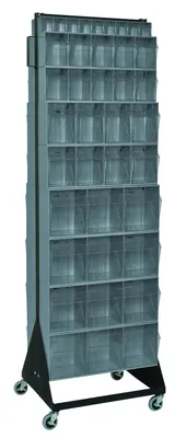Quantum QFS270-72+QFS400GY Double-Sided Tip Out Bin Floor Stand, 20-1/4"D x 23-5/8"W x 78"H, 500 lb capacity, Black