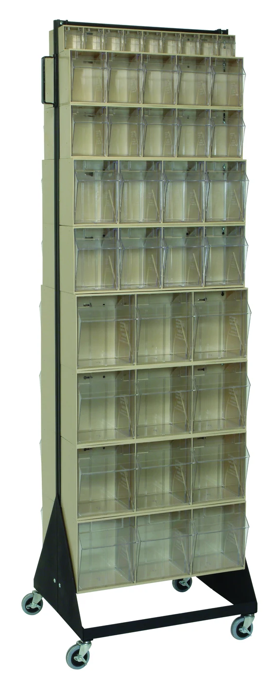 Quantum QFS270-72+QFS400IV Double-Sided Tip Out Bin Floor Stand, 20-1/4"D x 23-5/8"W x 78"H, 500 lb capacity, Black