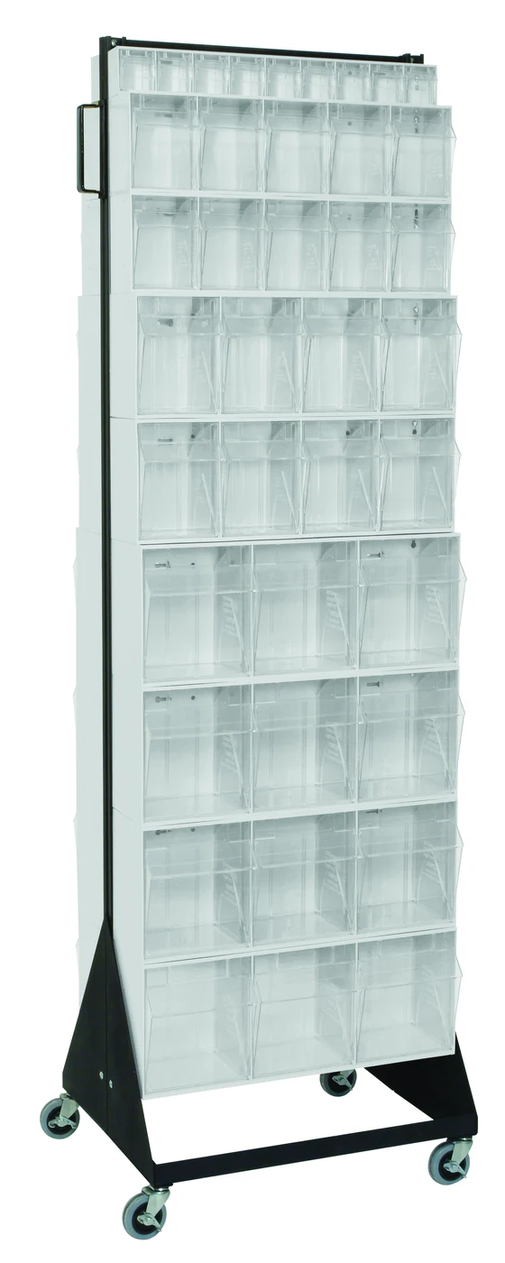 Quantum QFS270-72+QFS400WT Double-Sided Tip Out Bin Floor Stand, 20-1/4"D x 23-5/8"W x 78"H, 500 lb capacity, Black