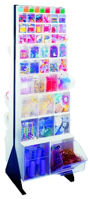 Quantum QFS-324-62WT Mobile Tip Out Bin Floor Stand, 500 lb capacity, Black — in use